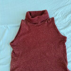 Made in Italy- Sparkly Sleeveless Turtleneck Top